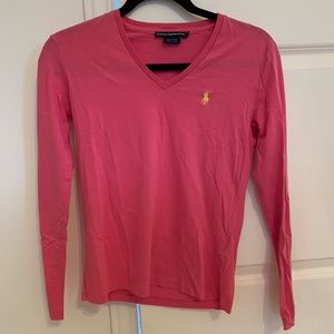 SALE🔥Ralph Lauren Pink Long Sleeved V-neck Shirt